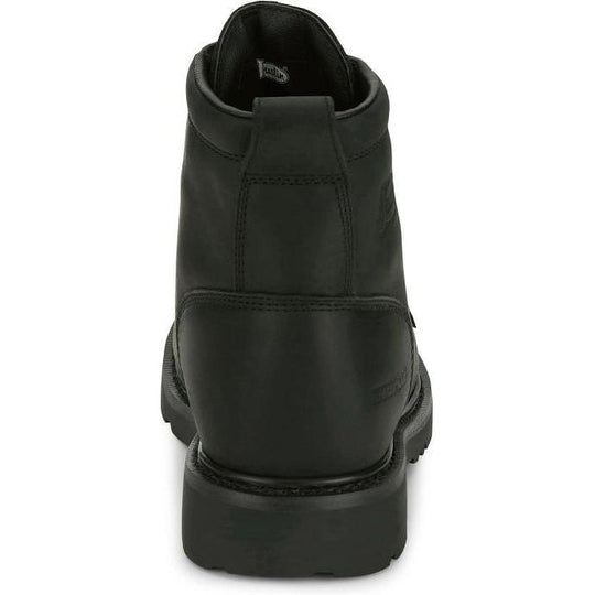 Justin Men's Dayworker 6" Waterproof Slip Resistant Lace Up Work Shoe - Onyx Black - SE637 - Overlook Boots
