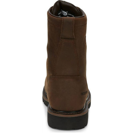 Justin Men's Drywall 8" Steel Toe Waterproof Lace Up Slip Resistant Work Boot - Brown - SE961 - Overlook Boots