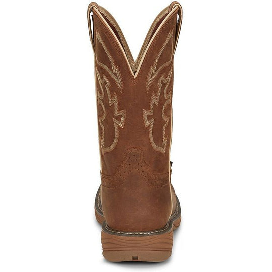 Justin Men's Rush 11" Waterproof Slip Resistant Work Boot - Saddle Tan - WK4330 - Overlook Boots
