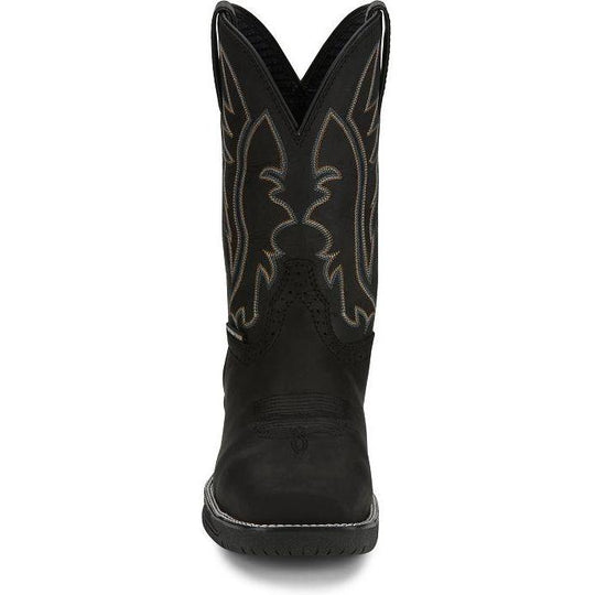 Justin Men's Nitread 11" Composite Toe Waterproof Slip Resistant Pull On Work Boot - Black - CR3208 - Overlook Boots