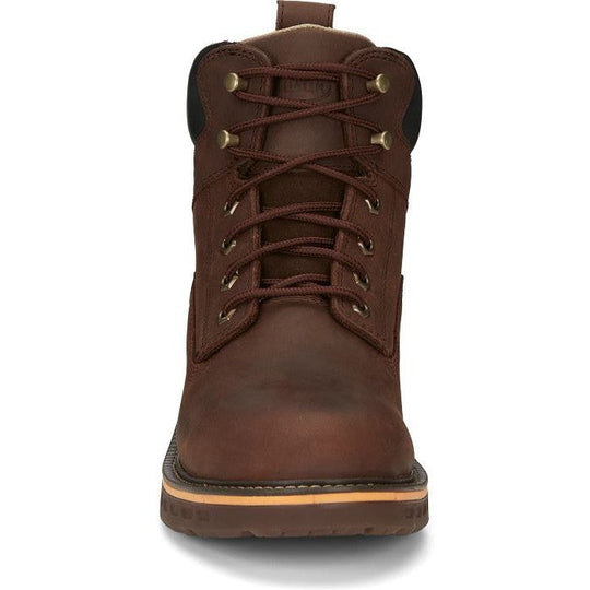 Justin Men's Resistor 6" Waterproof Lace Up Slip Resistant Western Work Boot - Hickory Brown - CR401 - Overlook Boots