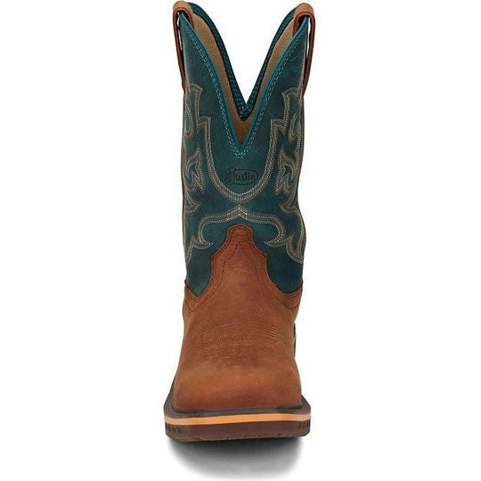 Justin Men's Resistor 11" Nano Composite Toe Slip Resistant Work Boot - Russet Blue - CR4010 - Overlook Boots