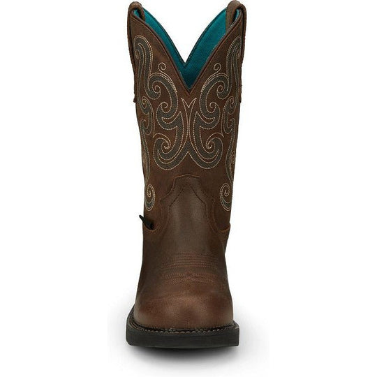 Justin Women's Tasha 11" Steel Toe Waterproof Western Work Boot -Brown- GY9991 - Overlook Boots