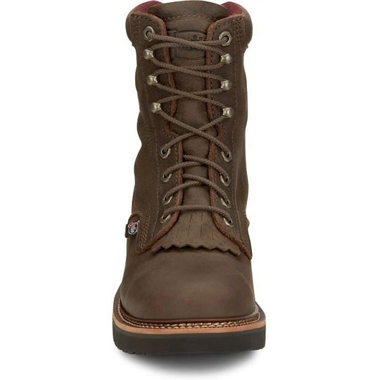 Justin Men's Rivot 8" Lace Up Slip Resistant Western Work Boot - Hickory Brown - OW440 - Overlook Boots
