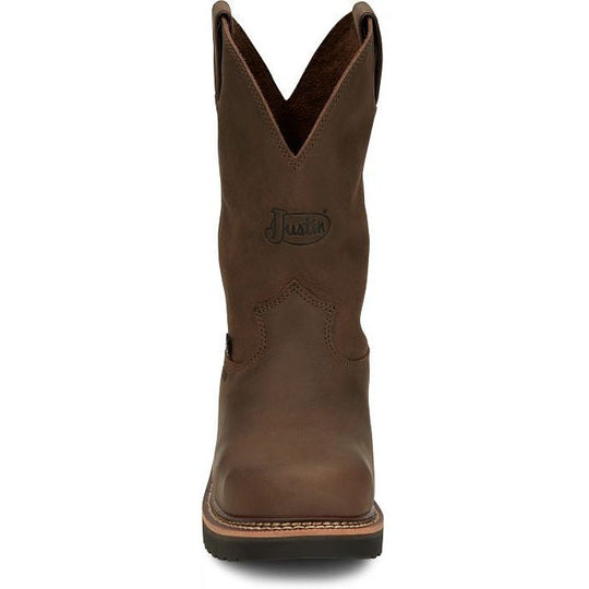 Justin Men's Carbide 11" Steel Toe Western Work Boot - Hickory Brown - OW4441 - Overlook Boots