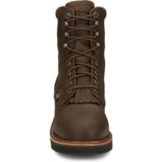 Justin Men's Rivot 8" Waterproof Steel Toe Slip Resistant Western Work Boot - Hickory Brown - OW458 - Overlook Boots