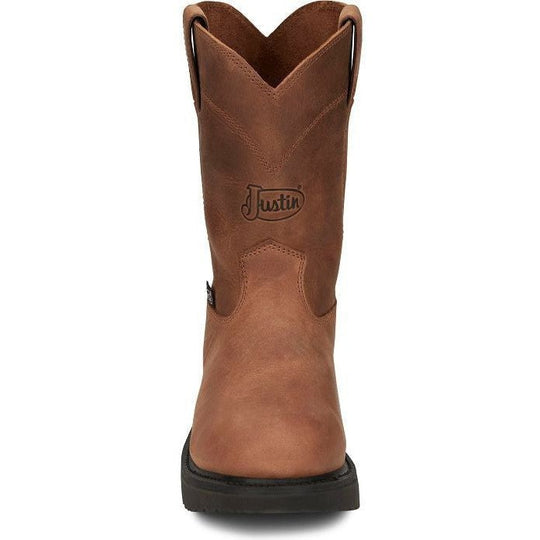 Justin Men's Round Up 10" Round Toe Slip Resistant Western Work Boot - Aged Bark Brown - OW4760 - Overlook Boots