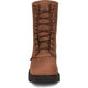 Justin Men's Livestock 8" Waterproof Lace Up Slip Resistant Western Work Boot - Aged Bark Brown - OW604 - Overlook Boots