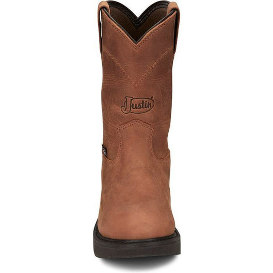 Justin Men's Round Up 10" Waterproof Slip Resistant Western Work Boot - Aged Bark Brown - OW6604 - Overlook Boots