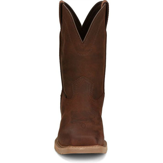 Justin Men's Buster 11" Steel Square Toe Waterproof Slip Resistant Work Boot - Pecan Brown - SE3101 - Overlook Boots
