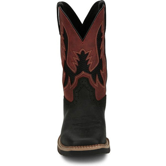 Justin Men's Bolt 11" Square Toe Slip Resistant Western Work Boot - Coal Black - SE4116 - Overlook Boots