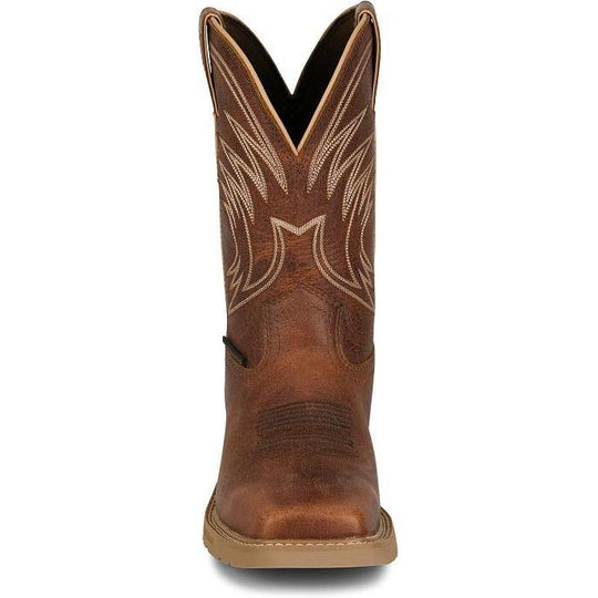 Justin Men's Daywork 11" Square Toe Waterproof Western Work Boot - Pecan - SE4242 - Overlook Boots