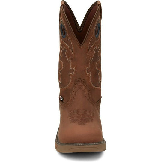 Justin Men's Rush 11" Waterproof Round Toe Pull-On Work Boot - Barley Brown - SE4332 - Overlook Boots
