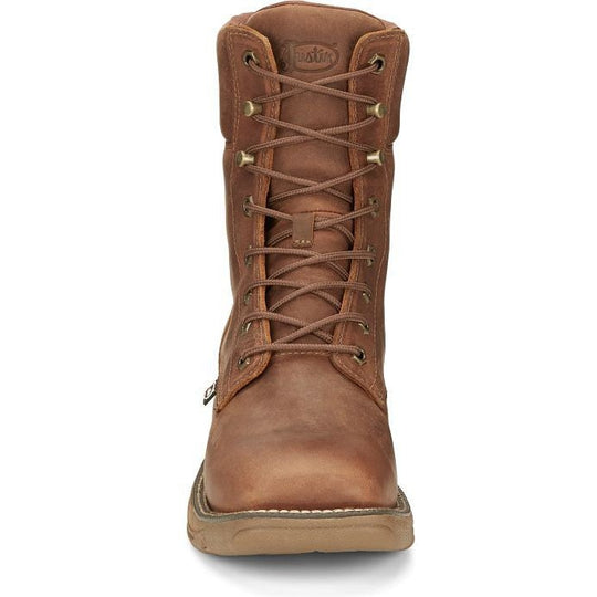 Justin Men's Rush 8" Waterproof Lace Up Slip Resistant Work Boot - Barley Brown - SE467 - Overlook Boots