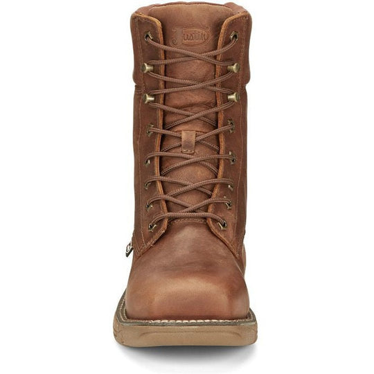 Justin Men's Rush 8" Nano Composite Toe Waterproof Lace Up Work Boot - Barley Brown - SE468 - Overlook Boots