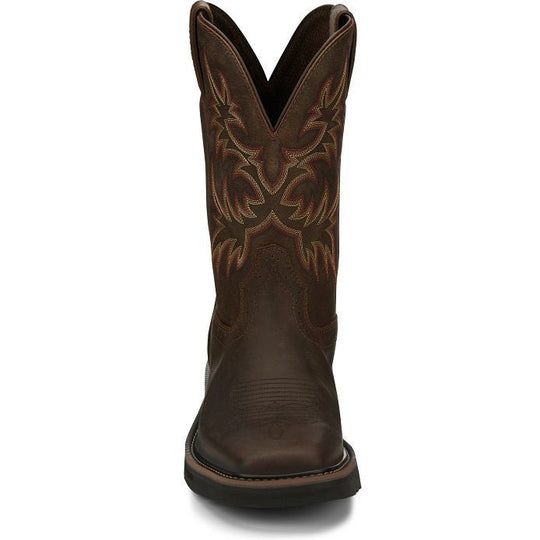 Justin Men's Driller 11" Square Toe Slip Resistant Work Boot - Dark Brown - SE4681 - Overlook Boots