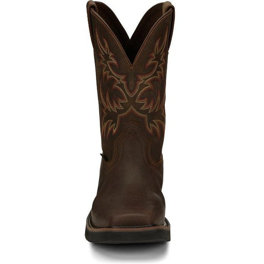 Justin Men's Driller 11" Steel Toe Slip Resistant Work Boot - Dark Brown - SE4682 - Overlook Boots