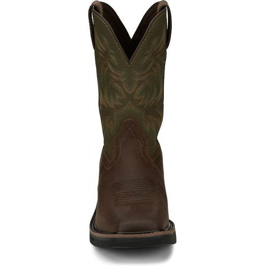 Justin Men's Driller 11" Square Toe Slip Resistant Work Boot - Brown - SE4687 - Overlook Boots