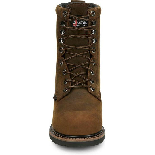 Justin Men's Pulley 8" Nano Composite Toe Waterproof Met Guard Lace Up Work Boot - Whiskey Brown - SE630 - Overlook Boots