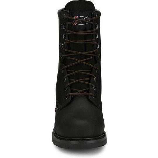 Justin Men's Truckton 8" Steel Toe Waterproof Slip Resistant Lace Up Work Boot - Onyx Black - SE636 - Overlook Boots
