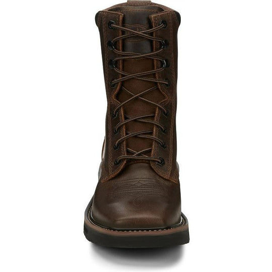 Justin Men's Pulley 8" Lace Up Slip Resistant Work Boot - Aged Brown - SE681 - Overlook Boots