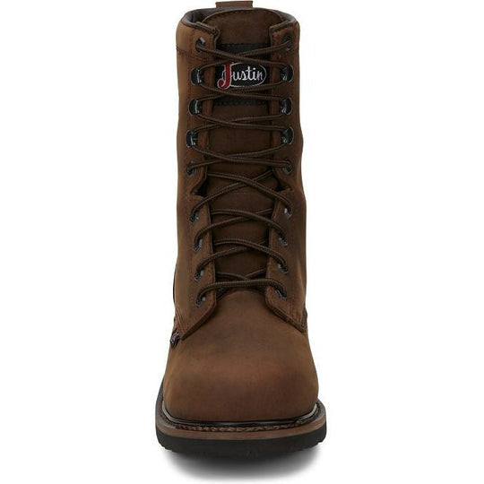 Justin Men's Drywall 8" Steel Toe Waterproof Lace Up Slip Resistant Work Boot - Brown - SE961 - Overlook Boots