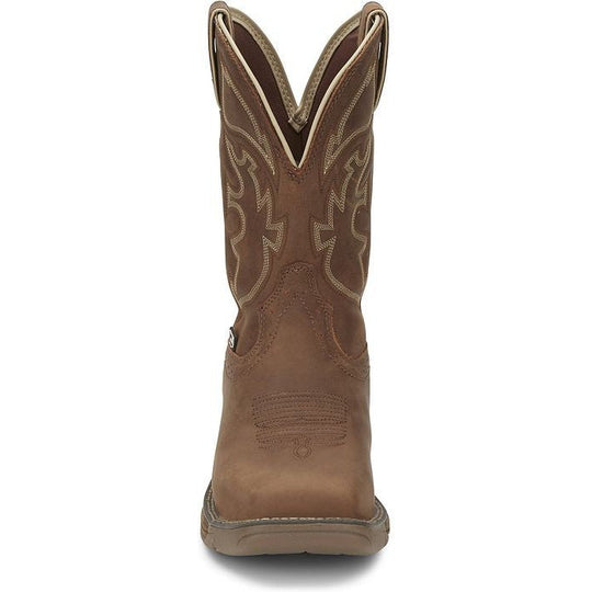Justin Men's Rush 11" Steel Toe Waterproof Slip Resistant Work Boot - Saddle Tan - WK4331 - Overlook Boots