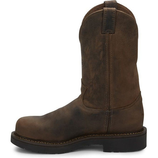 Justin Men's Balusters 11" Steel Toe Slip Resistant Work Boot - Bay Gaucho Brown - 4445 - Overlook Boots