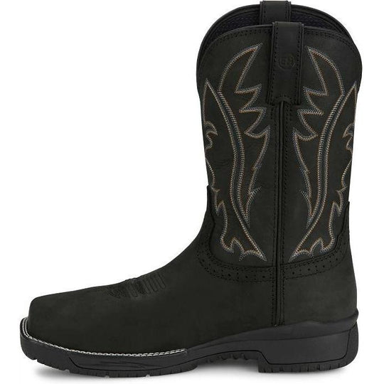 Justin Men's Nitread 11" Composite Toe Waterproof Slip Resistant Pull On Work Boot - Black - CR3208 - Overlook Boots