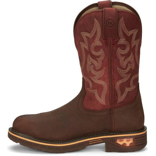 Justin Men's Resistor 11" Composite Toe Waterproof Western Work Boot- Brown- CR4007 - Overlook Boots