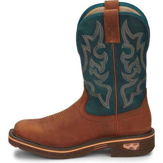 Justin Men's Resistor 11" Nano Composite Toe Slip Resistant Work Boot - Russet Blue - CR4010 - Overlook Boots