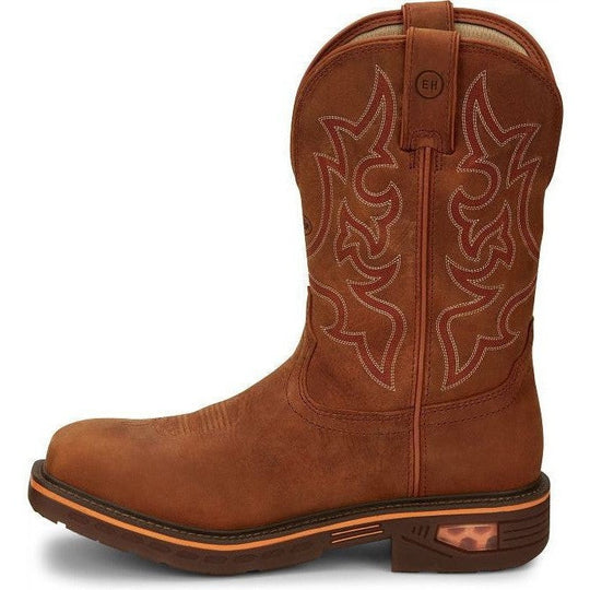 Justin Men's Resistor 11" Nano Composite Toe Western Work Boot -Brown- CR4016 - Overlook Boots
