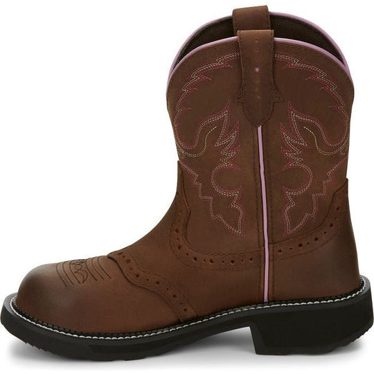 Justin Women's Wanette 8" Steel Toe Waterproof Slip Resistant Work Boot - Aged Bark Brown - GY9980 - Overlook Boots
