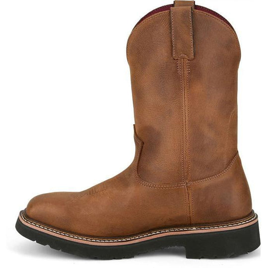 Justin Men's Ames 11" Steel Toe Waterproof Slip Resistant Work Boot - Walnut Brown - HL4225 - Overlook Boots
