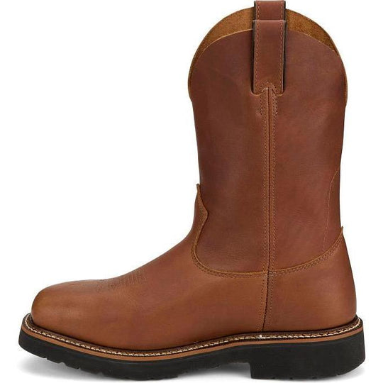 Justin Men's Lafayette 11" Soft Toe Waterproof Pull On Slip Resistant Work Boot - Cinnamon Brown - HL4226 - Overlook Boots