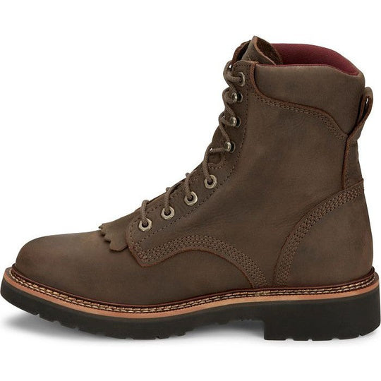 Justin Men's Rivot 8" Lace Up Slip Resistant Western Work Boot - Hickory Brown - OW440 - Overlook Boots