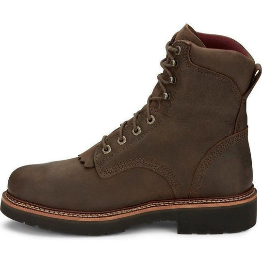 Justin Men's Rivot 8" Waterproof Steel Toe Slip Resistant Western Work Boot - Hickory Brown - OW458 - Overlook Boots