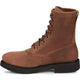 Justin Men's Livestock 8" Round Steel Toe Lace Up Slip Resistant Western Work Boot - Aged Brown - OW764 - Overlook Boots