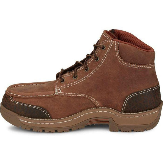 Justin Men's Corbett 5" Alloy Toe Waterproof Met Guard Slip Resistant Work Shoe - Barley Brown - SE255 - Overlook Boots