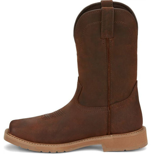 Justin Men's Buster 11" Steel Square Toe Waterproof Slip Resistant Work Boot - Pecan Brown - SE3101 - Overlook Boots