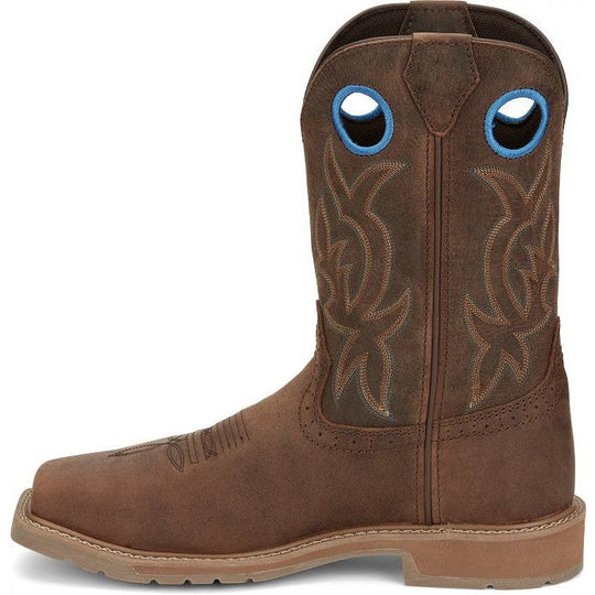 Justin Men's All Round 10" Waterproof Steel Toe Slip Resistant Western Work Boot - Walnut Brown - SE3115 - Overlook Boots
