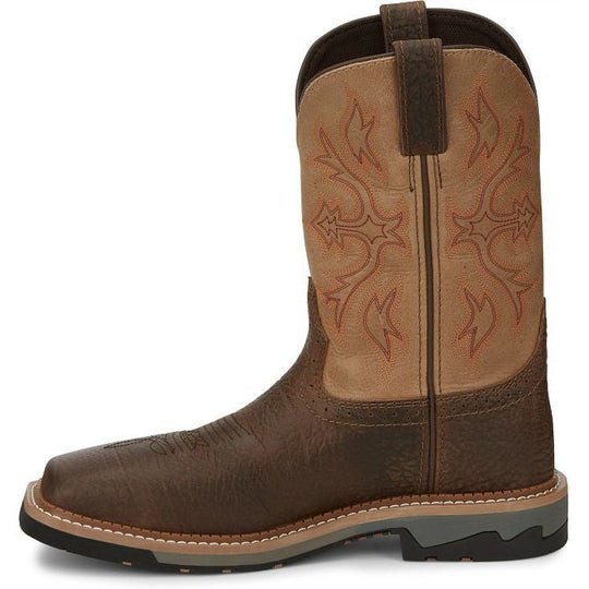 Justin Men's Bolt 11" Composite Toe Waterproof Slip Resistant Work Boot - Buff Brown - SE4103 - Overlook Boots