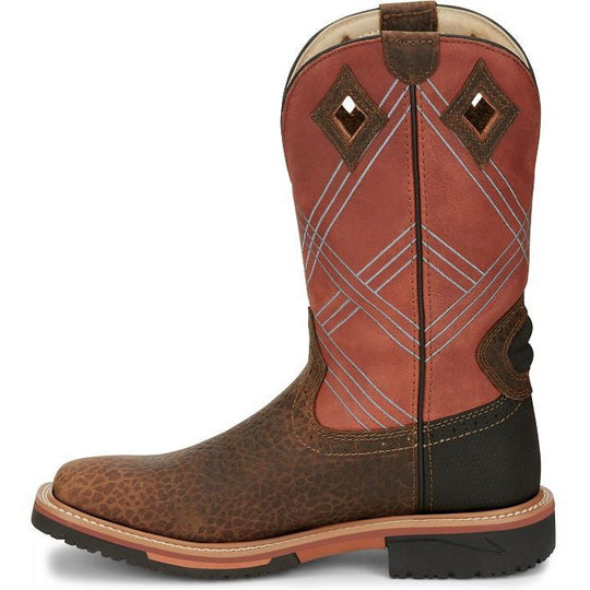 Justin Men's Dalhart 12" Waterproof Slip Resistant Work Boot - Caramel Brown - SE4216 - Overlook Boots