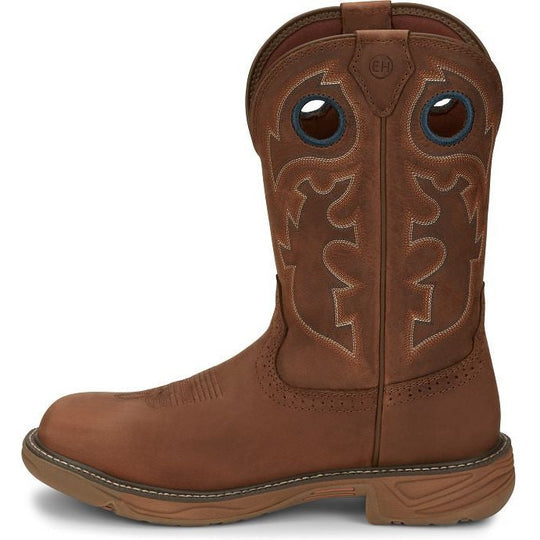 Justin Men's Rush 11" Waterproof Round Toe Pull-On Work Boot - Barley Brown - SE4332 - Overlook Boots