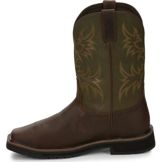 Justin Men's Keavan 11" Steel Toe Waterproof Met Guard Slip Resistant Work Boot - Dark Brown - SE4570 - Overlook Boots