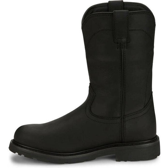 Justin Men's Dorsal 11" Steel Toe Waterproof Slip Resistant Pull On Work Boot - Onyx Black - SE4635 - Overlook Boots