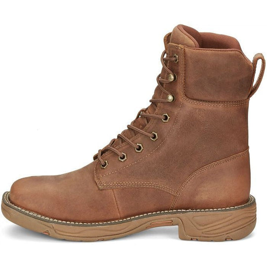 Justin Men's Rush 8" Waterproof Lace Up Slip Resistant Work Boot - Barley Brown - SE467 - Overlook Boots
