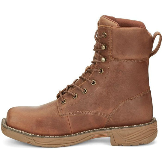 Justin Men's Rush 8" Nano Composite Toe Waterproof Lace Up Work Boot - Barley Brown - SE468 - Overlook Boots