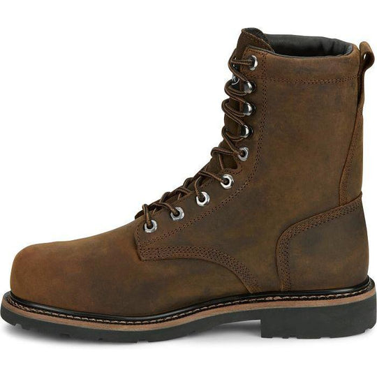 Justin Men's Pulley 8" Nano Composite Toe Waterproof Met Guard Lace Up Work Boot - Whiskey Brown - SE630 - Overlook Boots