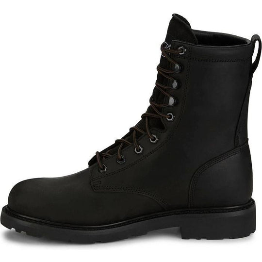 Justin Men's Truckton 8" Steel Toe Waterproof Slip Resistant Lace Up Work Boot - Onyx Black - SE636 - Overlook Boots